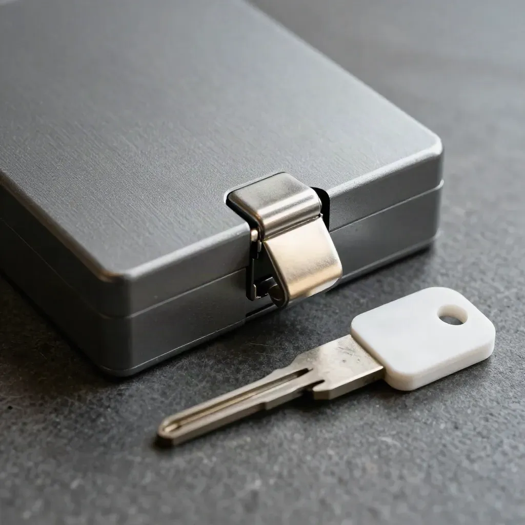 Archival cartridge with latch, security key and spacer on graphite stone.